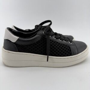 Steven by Steve Madden NC-NAPA Black Leather Mesh Platform Sneakers Womens 6.5M